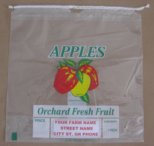 Custom printed one Peck draw string bag with your Farm name printed