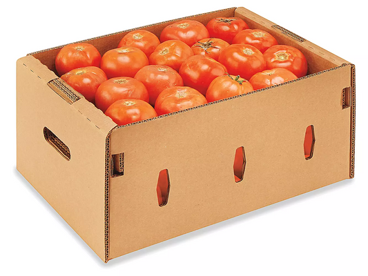 25 LBS Tomato box with the lid printed with Farm name on one of the short