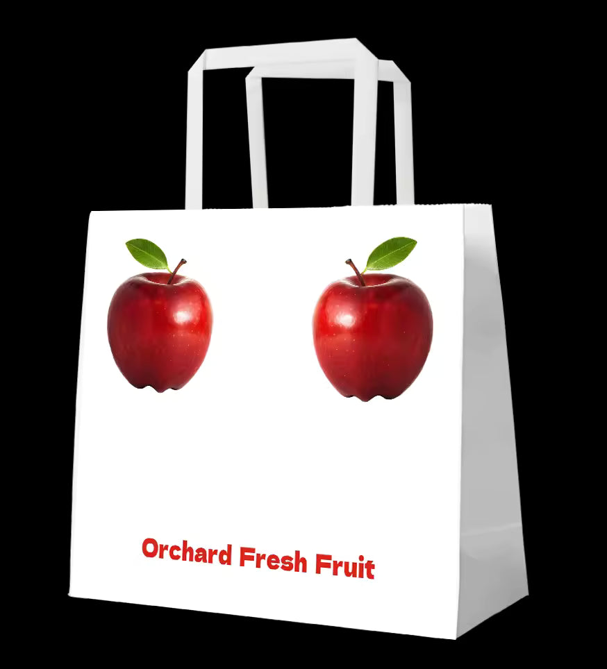 Apple Paper Bag One peck 2 handles pack 500/case MINIMUM ORDER 10 cases.