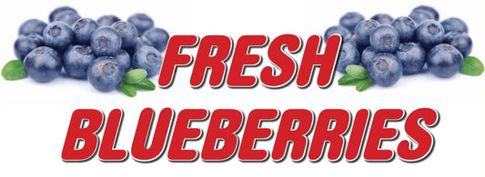 Fresh Blueberries Banner 3' x 6'  18 OZ Heavy duty vinyl with grommets every 2 feet.