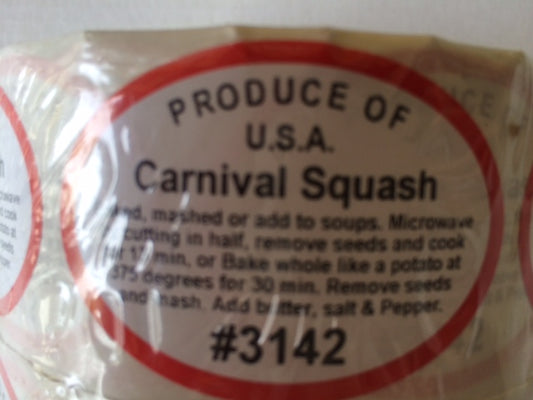 CARNIVAL SQUASH LABEL#3142 1000 QUNTITY /ROLL