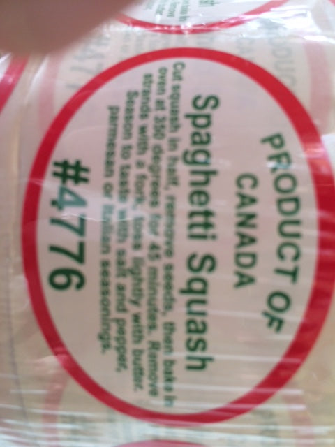 SPAGHETTI SQUASH RECIPE LABELS (CANADA)