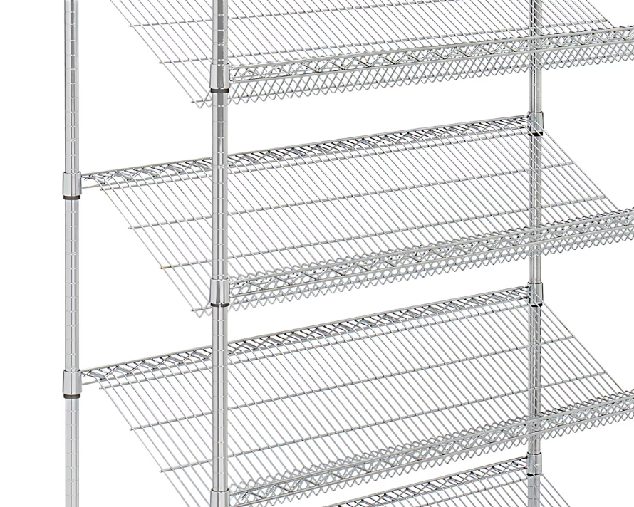 Slanted Wire Shelving - 48 x 18 x 63" Chrome