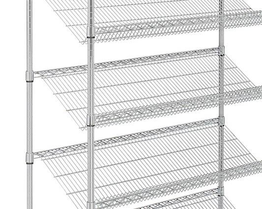 Slanted Wire Shelving - 48 x 18 x 63" Chrome