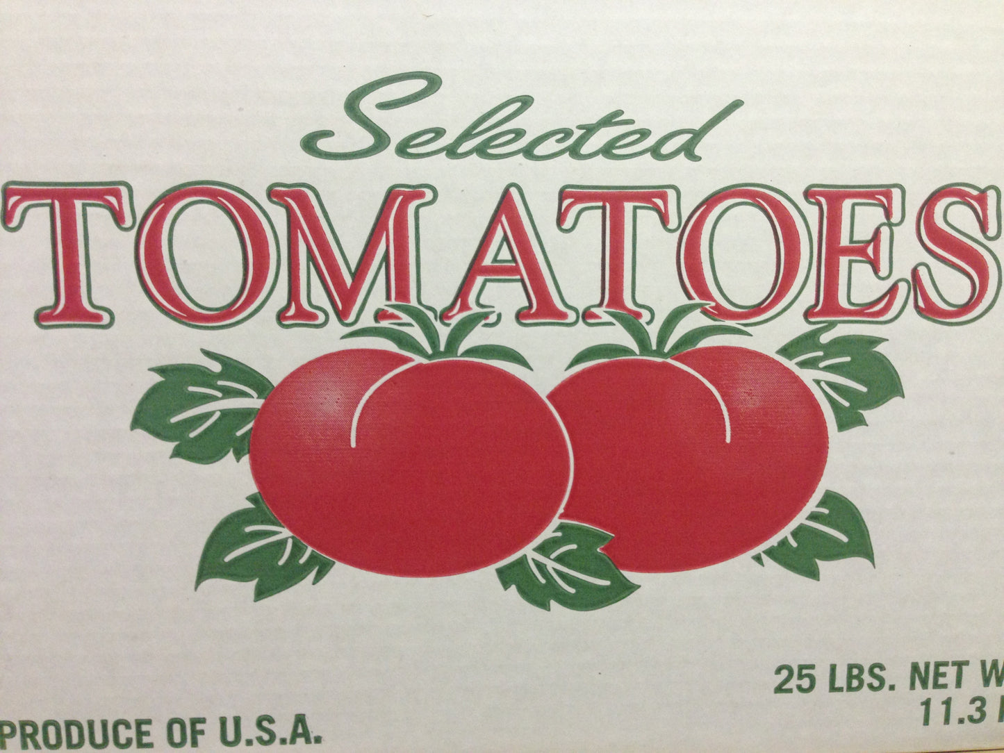 25 LBS Tomato box with the lid printed with Farm name on one of the short