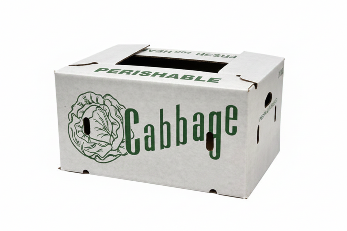 Small Cabbage Box - No Produce of USA text